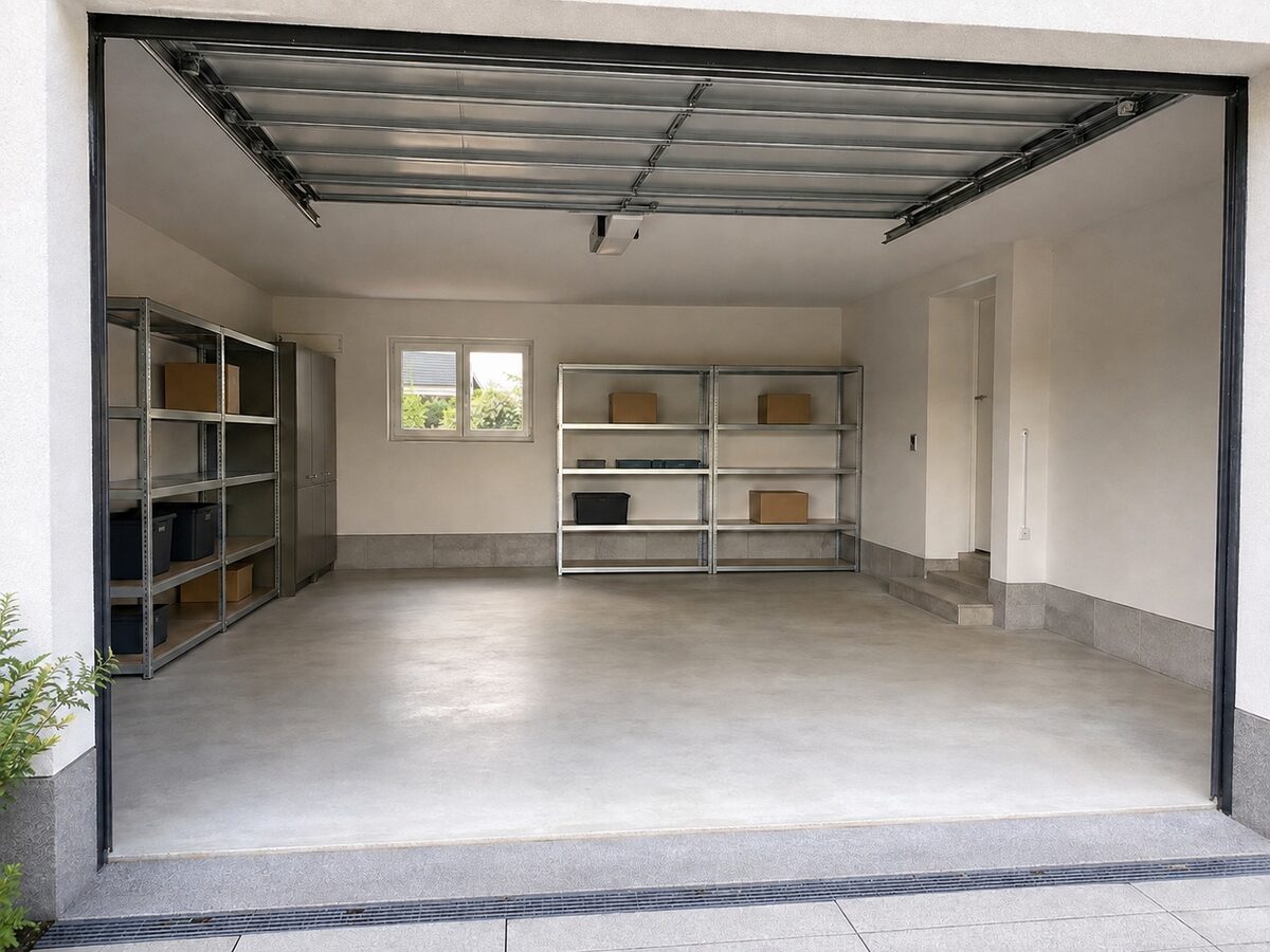 Garage rangé après une prestation de débarras
